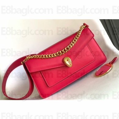 Bvlgari Serpenti East-West Maxi Chain Shoulder Bag 28cm with Detachable Shoulder Strap Red