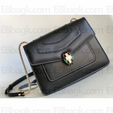 Bvlgari Serpenti Forever Crossbody Bag 20cm in Calf leather Black