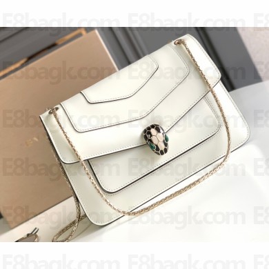 Bvlgari Serpenti Forever Shoulder Bag 25cm in Calf leather White