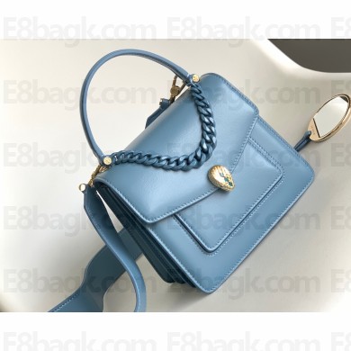 Bvlgari Serpenti Forever Top Handle Crossbody Bag 18cm with Detachable Shoulder Strap Blue