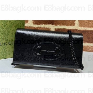 Gucci Horsebit 1955 wallet with chain bag brass hardware 621892 Black