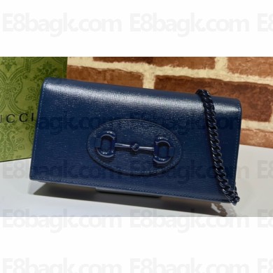 Gucci Horsebit 1955 wallet with chain bag brass hardware 621892 Blue