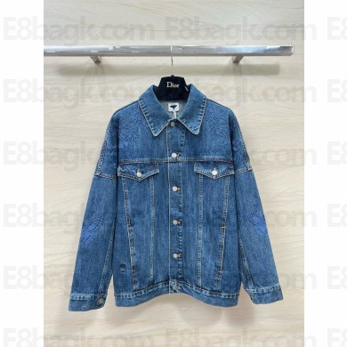 dior Blue Cotton Denim Embroidered Jacket 2024 