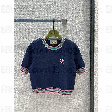 GUCCI Fine knit sweater with embroidery 782254 BLACK 2024