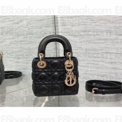 dior Lady Dior Micro Bag in Black Cannage Lambskin 2023