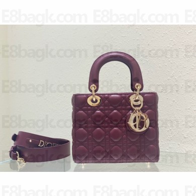 Dior Small Lady Dior My ABCDior Bag in burgundy Cannage Lambskin 2023