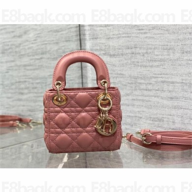 dior Lady Dior Micro Bag in rust-colored Cannage Lambskin 2023