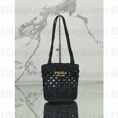 PRADA Crochet tote bag 1BG494 black 2024