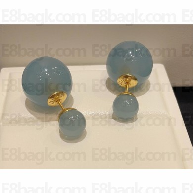 Dior Gold-Finish Metal and Sky Blue Resin Pearls Tribales Earrings 2024