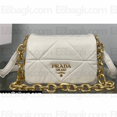 Prada System nappa leather patchwork shoulder bag 1BD292 White
