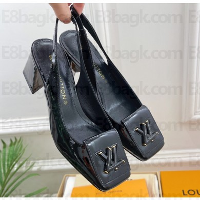 Louis Vuitton Heel 5.5cm Shake Slingback Pumps in Patent calf leather Black 2023