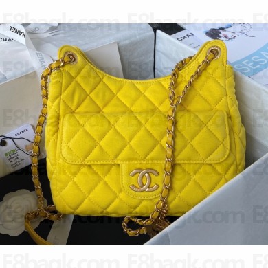 Chanel Wool Jersey Medium Hobo Bag AS3690 Yellow 2023