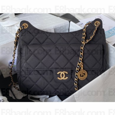 Chanel Wool Jersey Large Hobo Bag AS3693 Black 2023