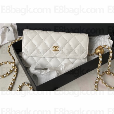 Chanel Flap Phone Holder with Chain AP3071 White 2023