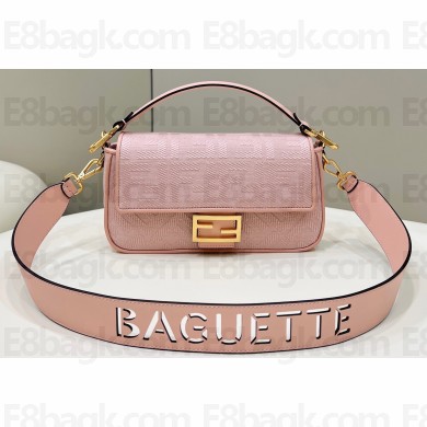 Fendi Iconic Medium Baguette Bag with laser cut Baguette lettering shoulder strap Pink 2023