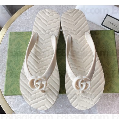 Cheap Sale Gucci Chevron Thong Sandals with Double G White