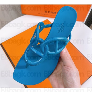 Cheap Sale Hermes Egerie Chaine D'ancre TPU Flip Flops Thongs Sandals Blue
