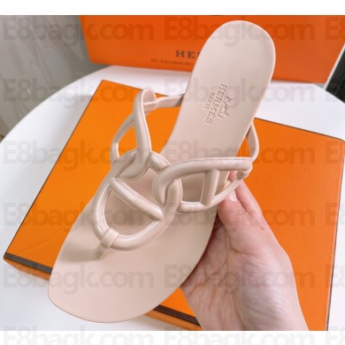 Cheap Sale Hermes Egerie Chaine D'ancre TPU Flip Flops Thongs Sandals Nude