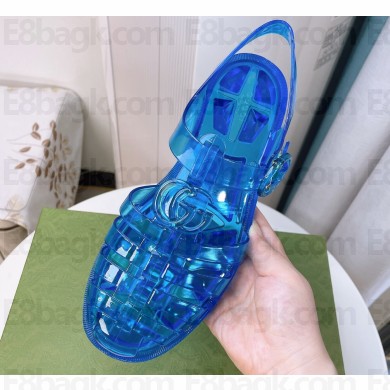 Cheap Sale Gucci Rubber Sandals with Double G Blue