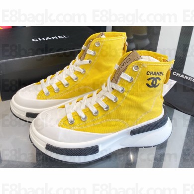 Chanel Canvas High-top Sneakers Yellow Spring 2023