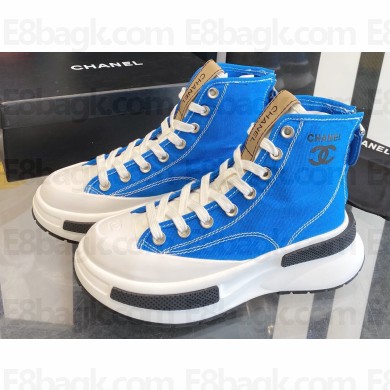 Chanel Canvas High-top Sneakers Blue Spring 2023