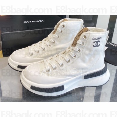Chanel Canvas High-top Sneakers White Spring 2023
