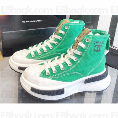 Chanel Canvas High-top Sneakers Green Spring 2023