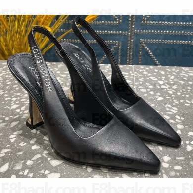 Louis Vuitton Heel 10cm Sparkle Slingback Pumps in leather Black 2023