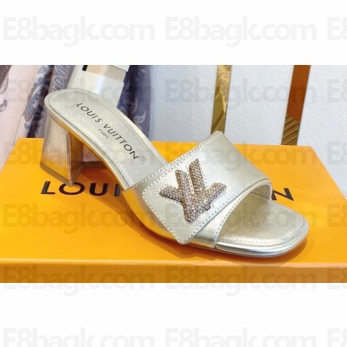 Louis Vuitton Heel 5.5cm Shake Mules in Metallic lambskin Gold 2023