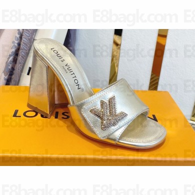 Louis Vuitton Heel 8.5cm Shake Mules in Metallic lambskin Gold 2023