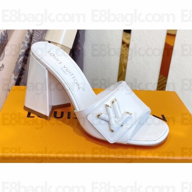 Louis Vuitton Heel 8.5cm Shake Mules in Patent calf leather White 2023