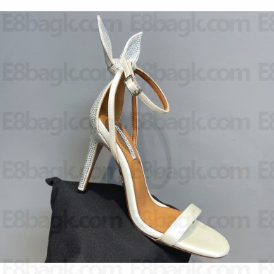 Aquazzura Heel 10.5cm Bow Tie Crystal Sandals White 2023