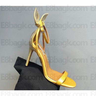 Aquazzura Heel 10.5cm Bow Tie Crystal Sandals Yellow 2023