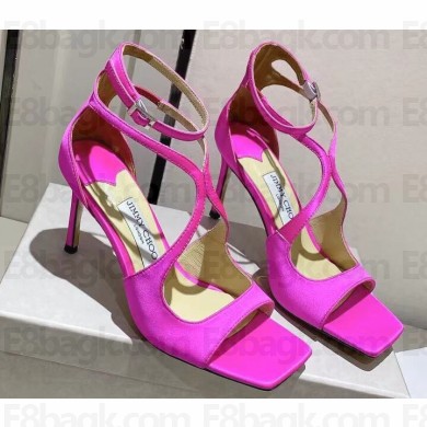 Jimmy Choo Heel 8.5cm Azia Sandals Satin Fuchsia 2023