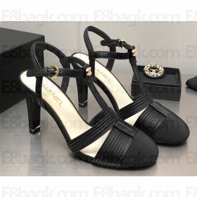 Chanel Heel CC Logo Lambskin and Grosgrain Open Shoes G39016 Black 2023