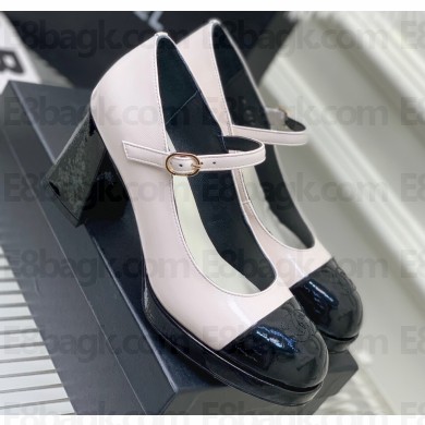 Chanel Heel Patent Leather Pumps White 2023