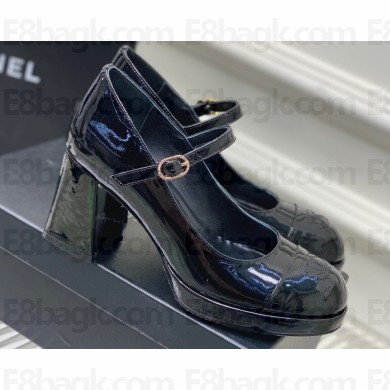 Chanel Heel Patent Leather Pumps Black 2023