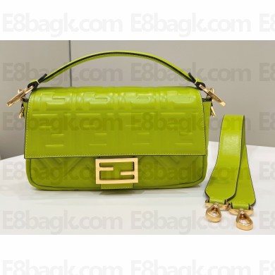 Fendi Nappa Leather Medium Baguette Bag Acid Green 2023