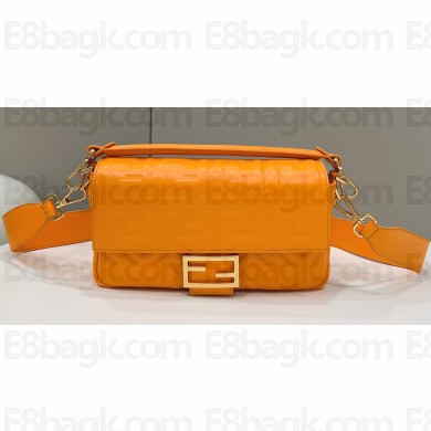 Fendi Nappa Leather Medium Baguette Bag Orange 2023