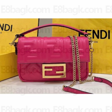 Fendi Nappa Leather Mini Baguette Bag Fuchsia 2023