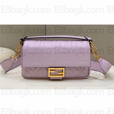 Fendi Nappa Leather Medium Baguette Bag Lilac 2023
