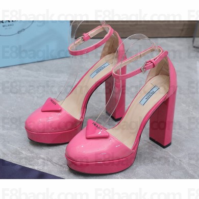 Prada Heel 12.5cm platform 2.5cm Ankle-Strap Pumps Patent Pink 2023