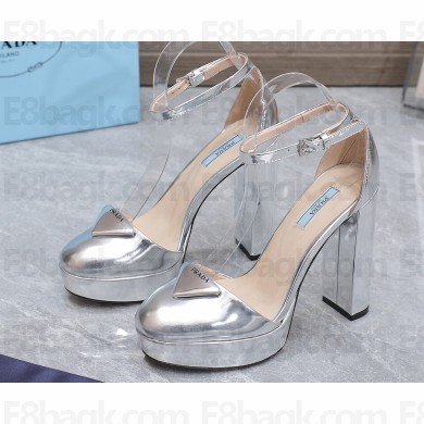 Prada Heel 12.5cm platform 2.5cm Ankle-Strap Pumps Metallic Silver 2023