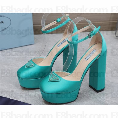 Prada Heel 12.5cm platform 2.5cm Ankle-Strap Pumps Satin Green 2023