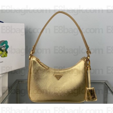 Prada Re-Edition 2005 Saffiano Leather Hobo Bag 1BC204 Gold 2023