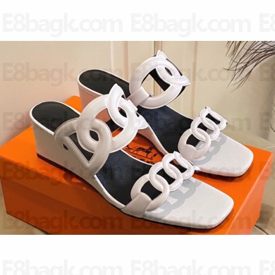 Hermes Figari 55 sandals with Chaine d'Ancre straps White
