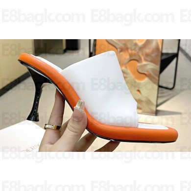 JW Anderson Heel 9cm Bumper-tube Leather Mules White/Orange 2023