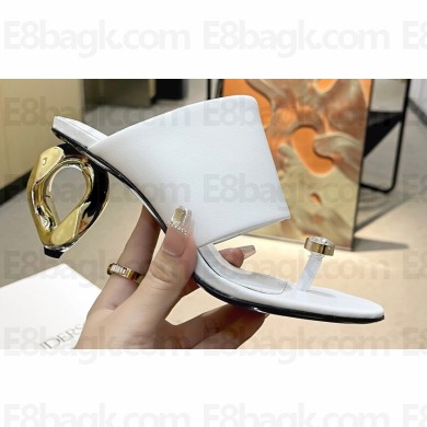 JW Anderson Gold chain link Heel 7.5cm Diamond Thong-Toe Leather Sandals White 2023