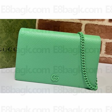 Gucci GG Marmont Chain Wallet 497985 Resin Hardware Green 2023