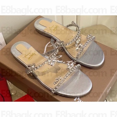 Christian Louboutin Just Queenie crystal-embellished PVC Sandals Silver 2023